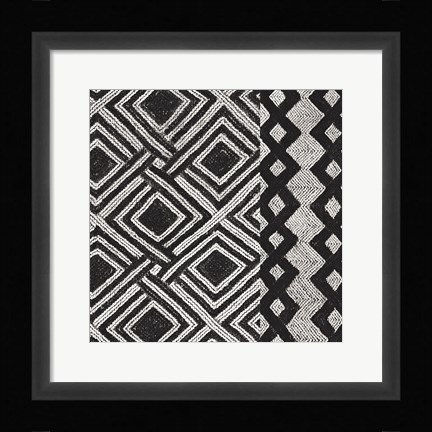 Framed Kuba Cloth Mat III BW Print