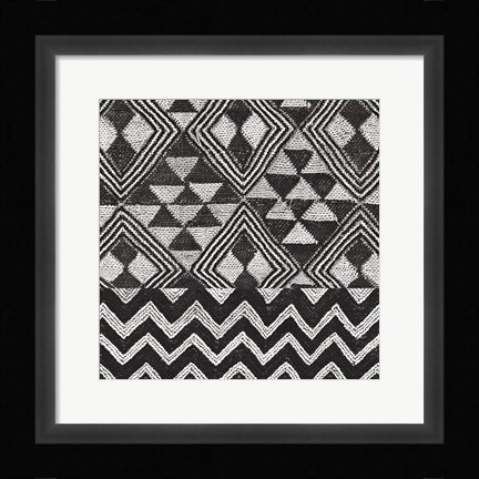 Framed Kuba Cloth Mat II BW Print