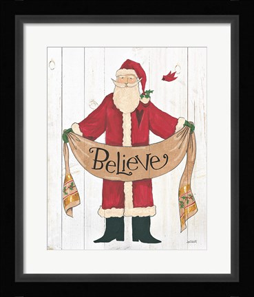 Framed Vintage St Nick IV on White Wood Print