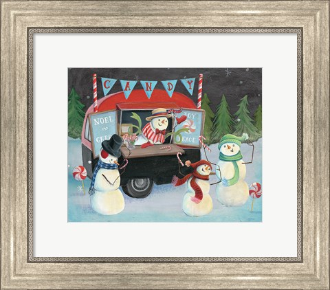 Framed Christmas on Wheels I Light Print