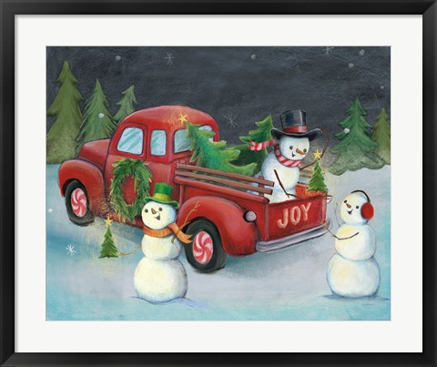 Framed Christmas on Wheels II Light Print