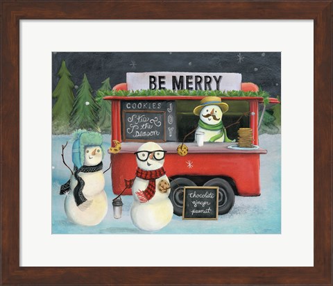Framed Christmas on Wheels III Light Print