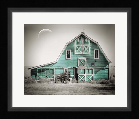 Framed Teal Green Luna Barn Print