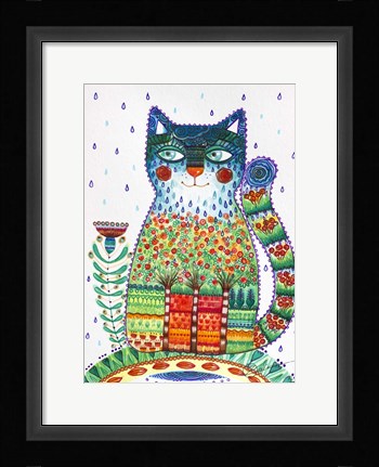 Framed 1 Rain Cat Print