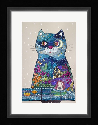Framed Night Cat 3 Print