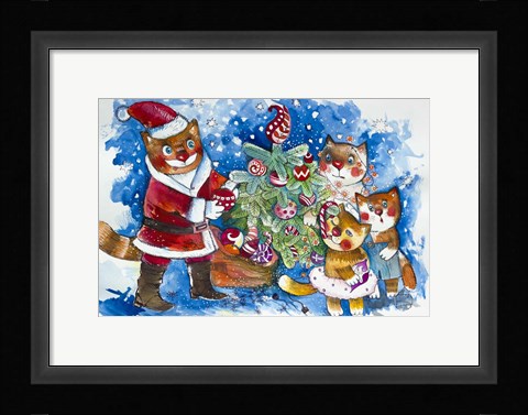 Framed Christmas Cats Print