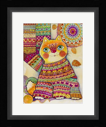 Framed Cat Wearing a Jumper 2 Print