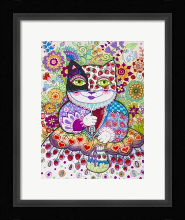 Framed Strawberry Cat 2 Print
