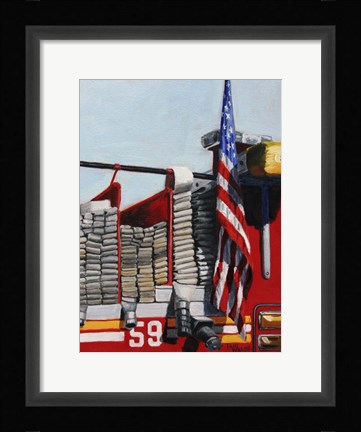 Framed Engine 59 American Flag Print