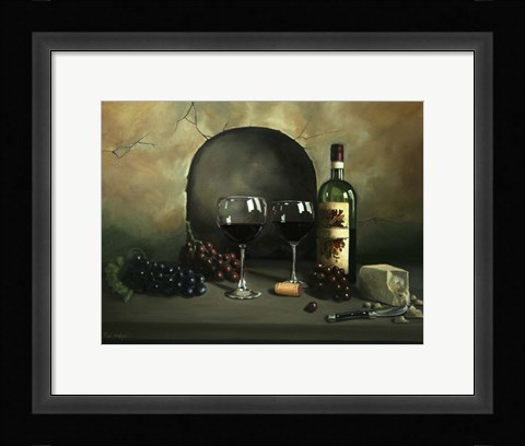 Framed Wine For Two Print