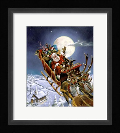 Framed Santas Big Night Print
