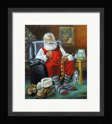 Framed Santa In Chair Print