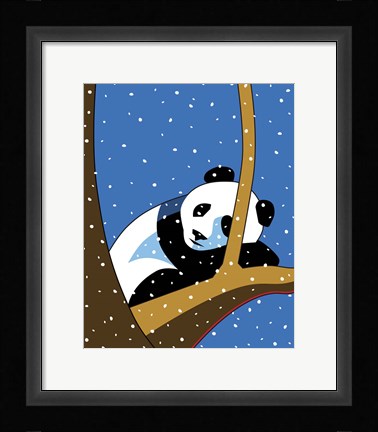 Framed Giant Panda Sleeping In Treee Print
