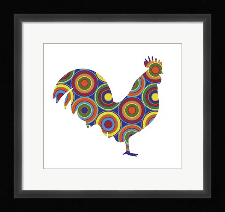 Framed Rooster Abstract Circles Print