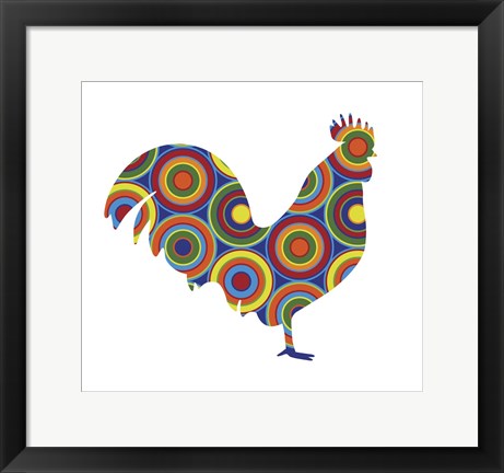 Framed Rooster Abstract Circles Print