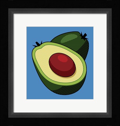 Framed Avocado On Blue Print