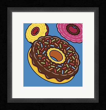 Framed Doughnuts On Blue Print