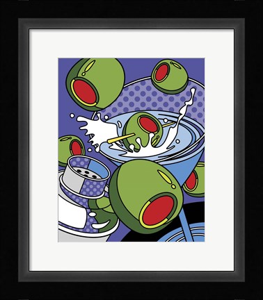Framed Martini Flying Olives Print