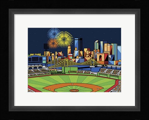 Framed PNC Park Fireworks Pittsburgh Print