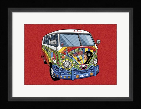Framed Sixties VW Hippy Van Print