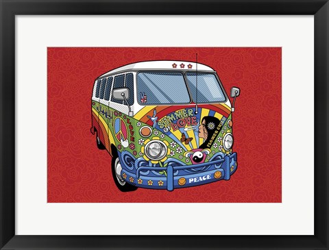 Framed Sixties VW Hippy Van Print