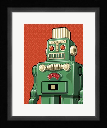 Framed Vintage Green Robot Print