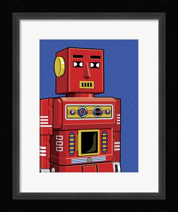Framed Vintage Red Robot Print