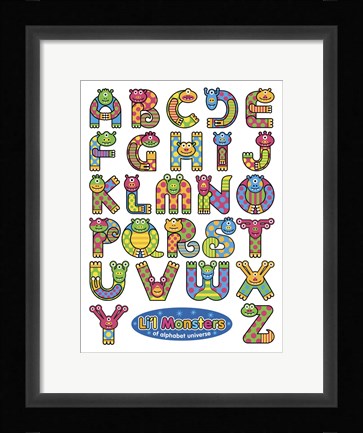 Framed Li'l Monsters of Alphabet Universe Print