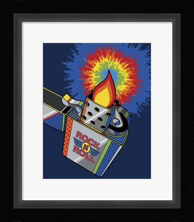 Framed Rock &amp; Roll Lighter Tie-dye Flame Print