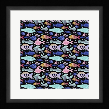 Framed Coastal Pattern 1 Print