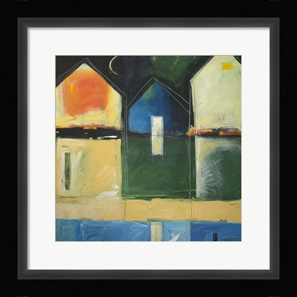 Framed Houses By River Print