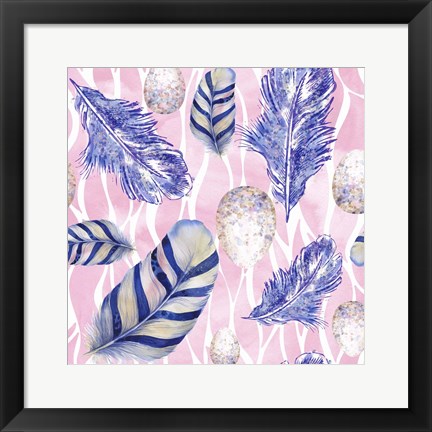 Framed Feather &amp; Egg Pattern I Print