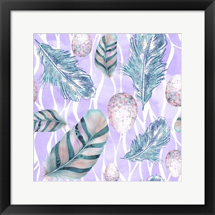 Framed Feather &amp; Egg Pattern II Print