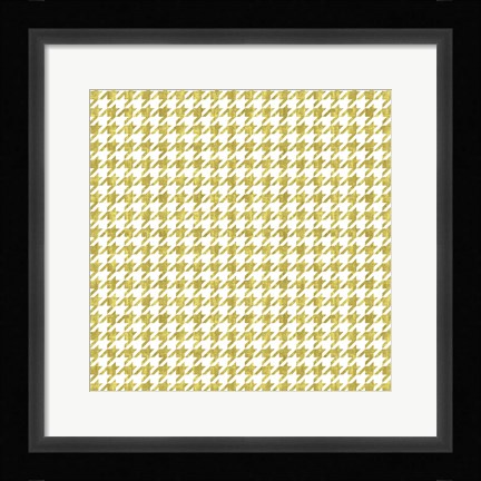 Framed Gold Houndstooth On White Print