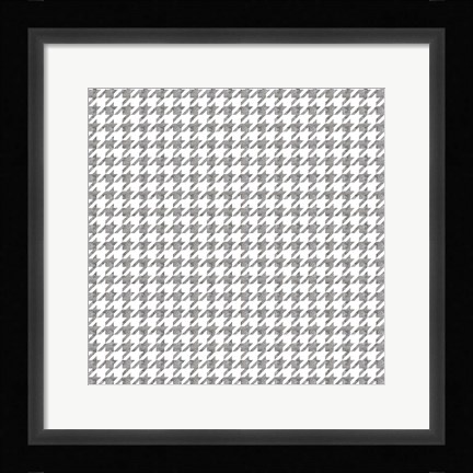 Framed Silver Houndstooth On White Print