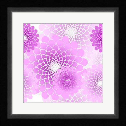 Framed Spiral Flowers Pattern Pink Print