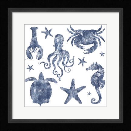 Framed Marine Life Repeat II Print