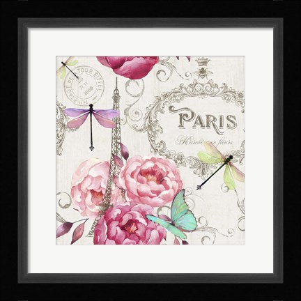 Framed Paris Flower Market Pattern Print