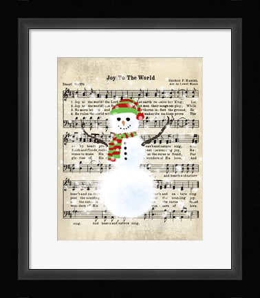 Framed Snowman Conducts Joy To The World Print