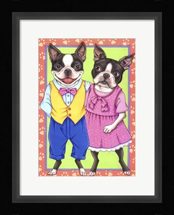 Framed Boston Terrier Couple Print