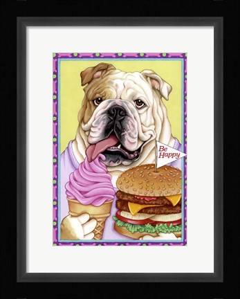 Framed Bulldog Hamburger Print