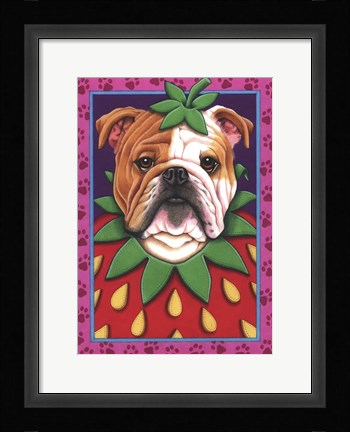 Framed Bulldog Strawberry Print