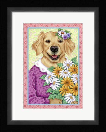 Framed Golden Retriever Bouquet Print