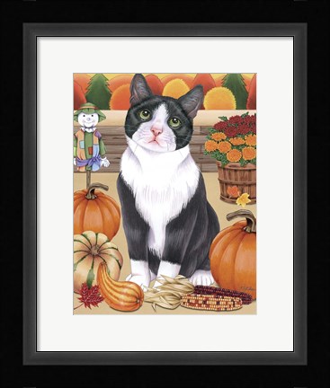 Framed Harvest Cat Print