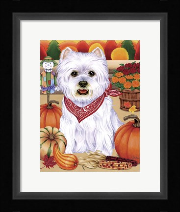 Framed Harvest Westie Print
