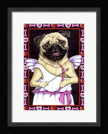 Framed Pug Cupid Print