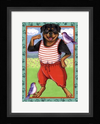 Framed Rottweiler Workout Print