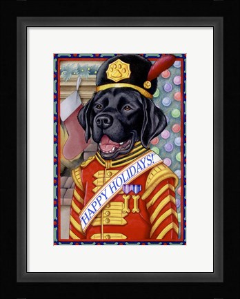 Framed Xmas Black Lab Print