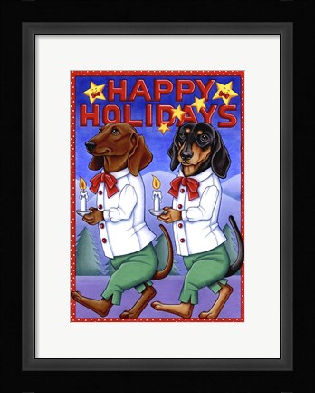 Framed Xmas Dachshunds Print