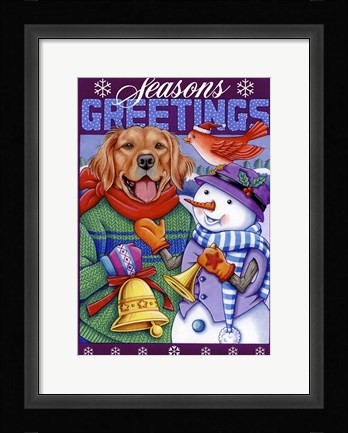 Framed Xmas Golden Retriever Print